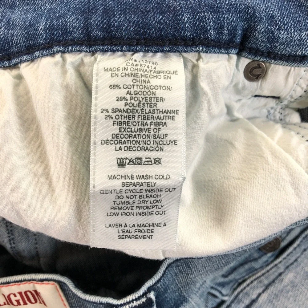True Religion Shorts Mens 32 Blue Ricky Relaxed Graphic Logo Rah Hem Flap Pocket